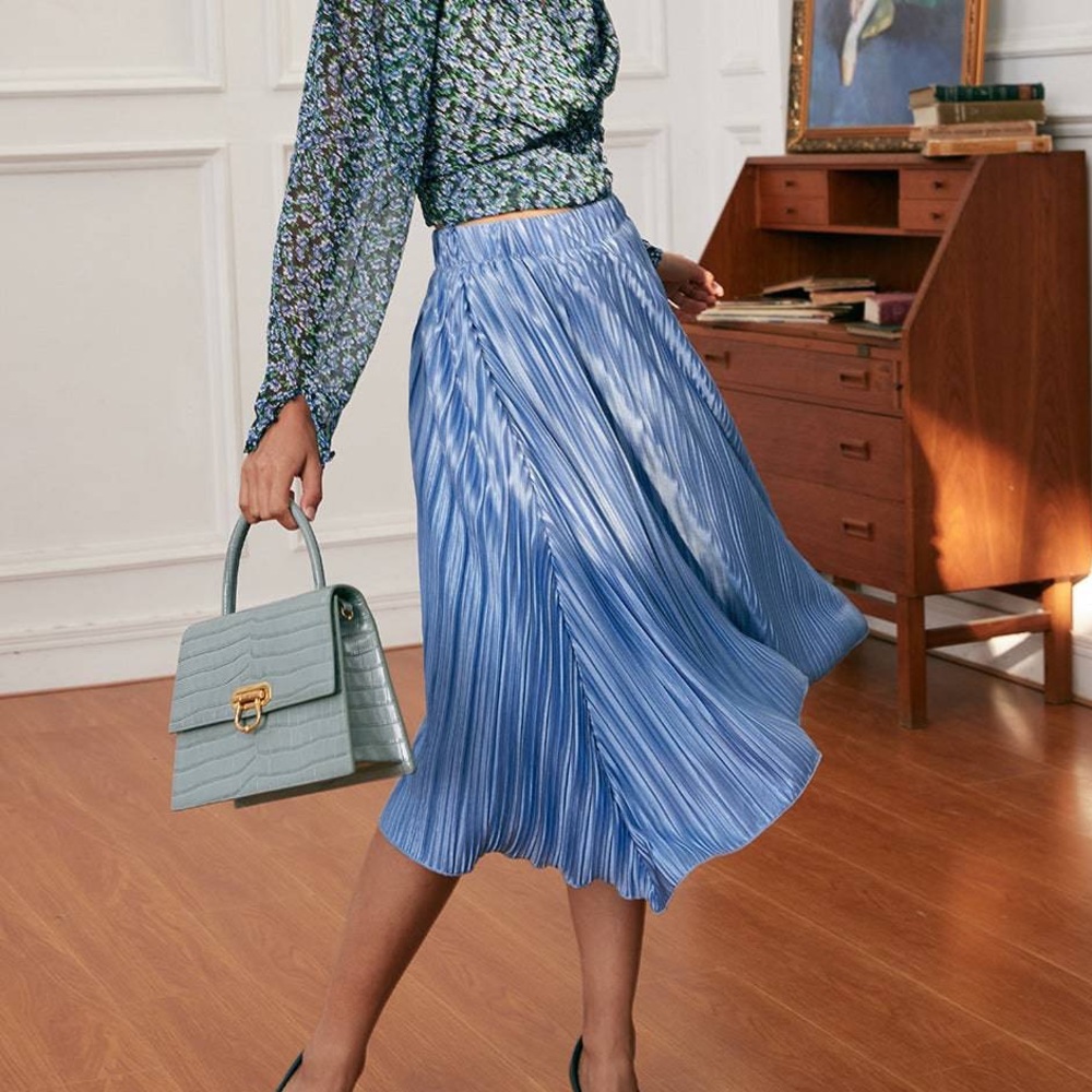 The Drape Pleated Midi Skirt